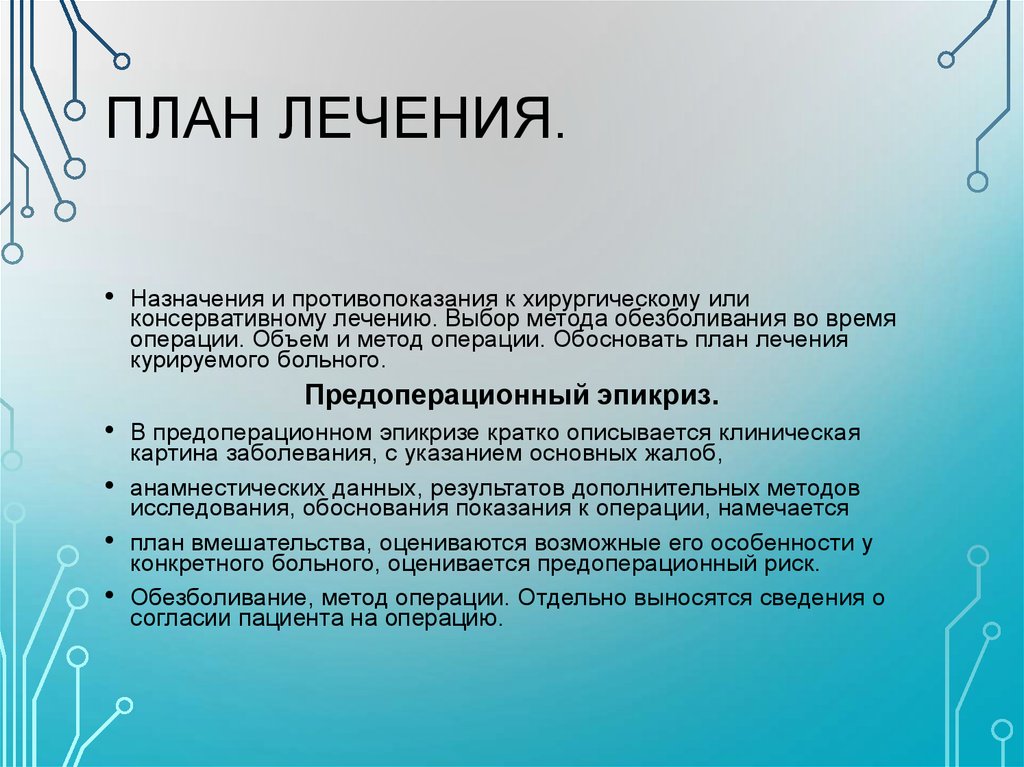 План лечения пациента