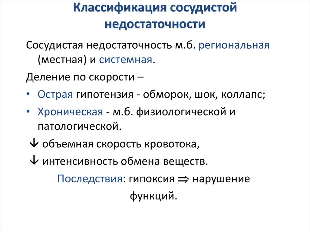 Острая сосудистая недостаточность презентация