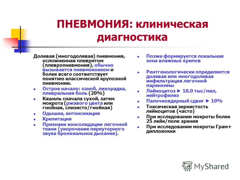 Осложнения долевой пневмонии