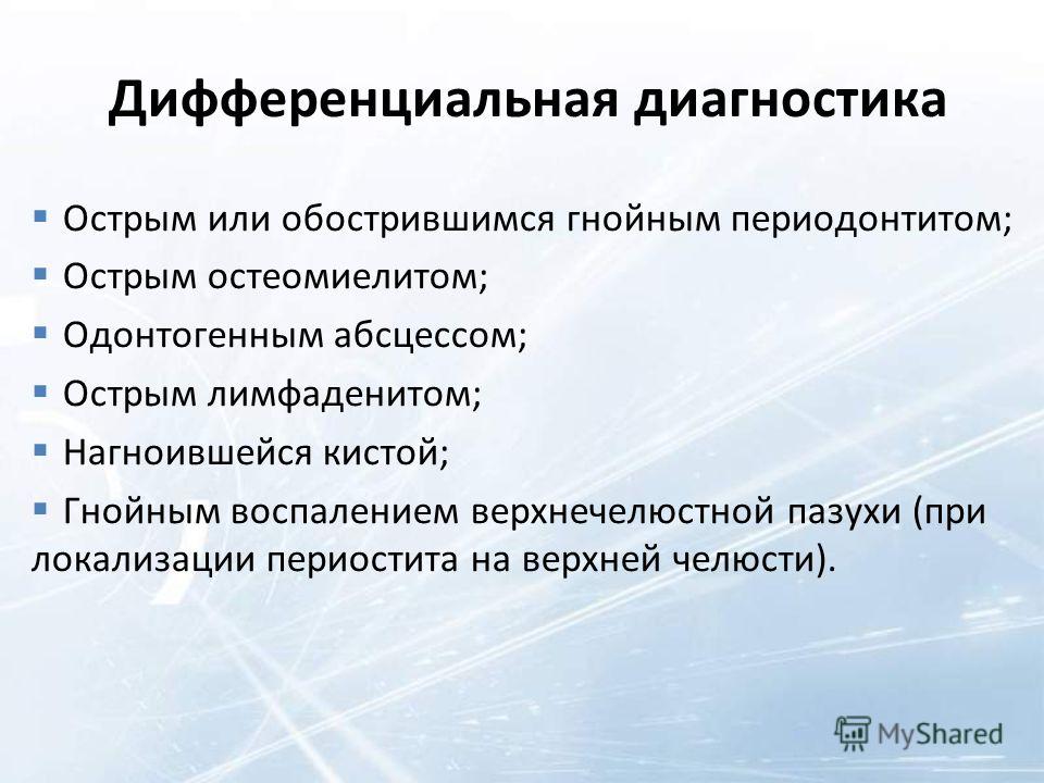 Для определения формы хронического периодонтита в план обследования включается