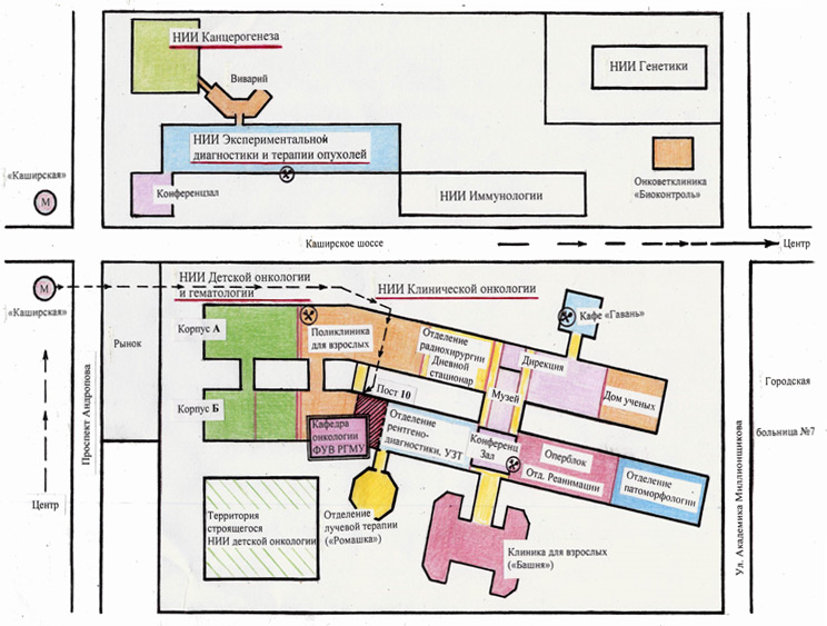 Схема морозовской больницы по корпусам и названиями