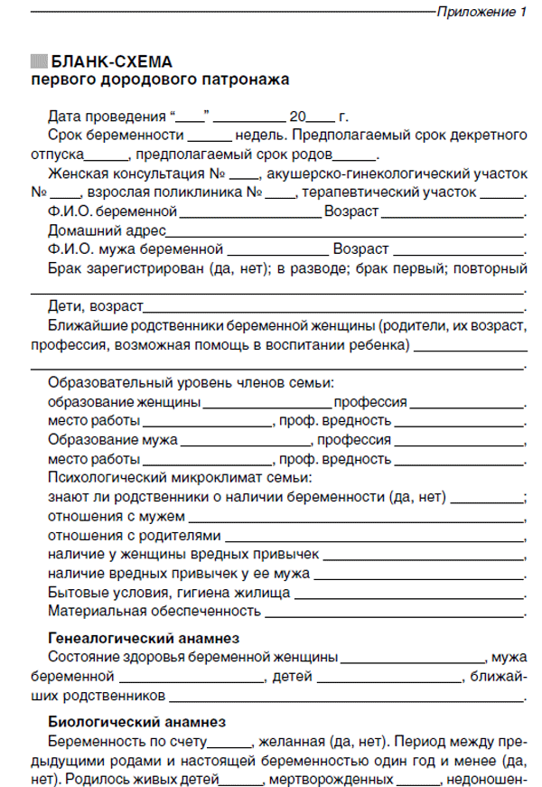 Патронаж новорожденного образец