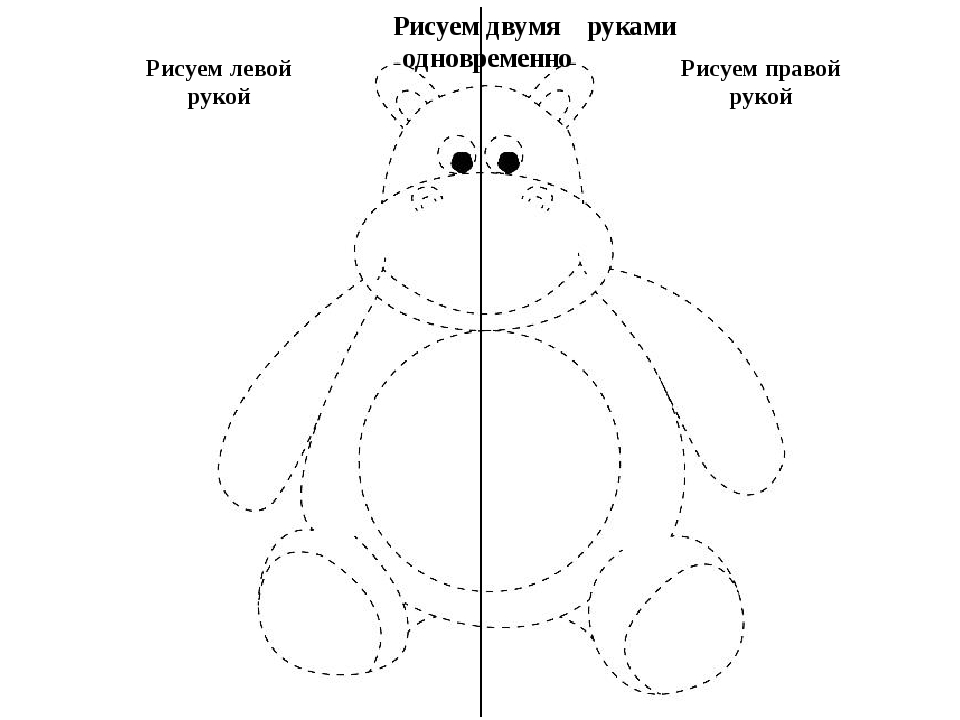 Рисование левой и правой рукой картинки