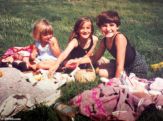 Rebecca said eating disorders are narcissistic and angry illnesses. Pictured: Rebecca as a child, with her sisters Ruth and Ellie