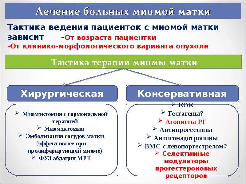 Можно ли миоме матки. Тактика ведения пациенток с миомой матки. Консервативная терапия миомы матки. План ведения с миомой матки. Миома матки алгоритмы ведения пациентов.