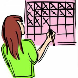 Нарисованная девушка и календарь